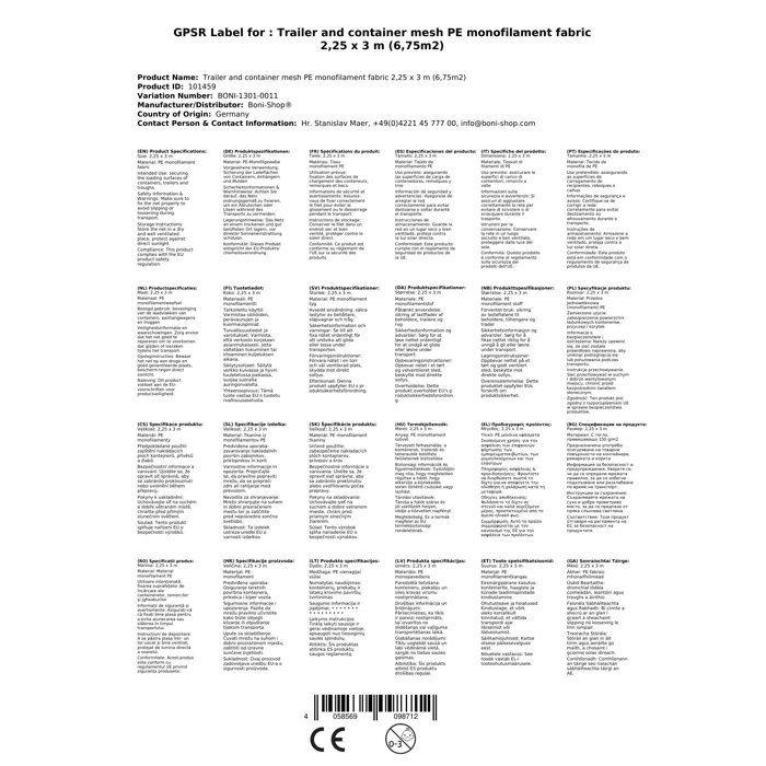 Trailer Net, Protection Net and Tarp 2.25x3m