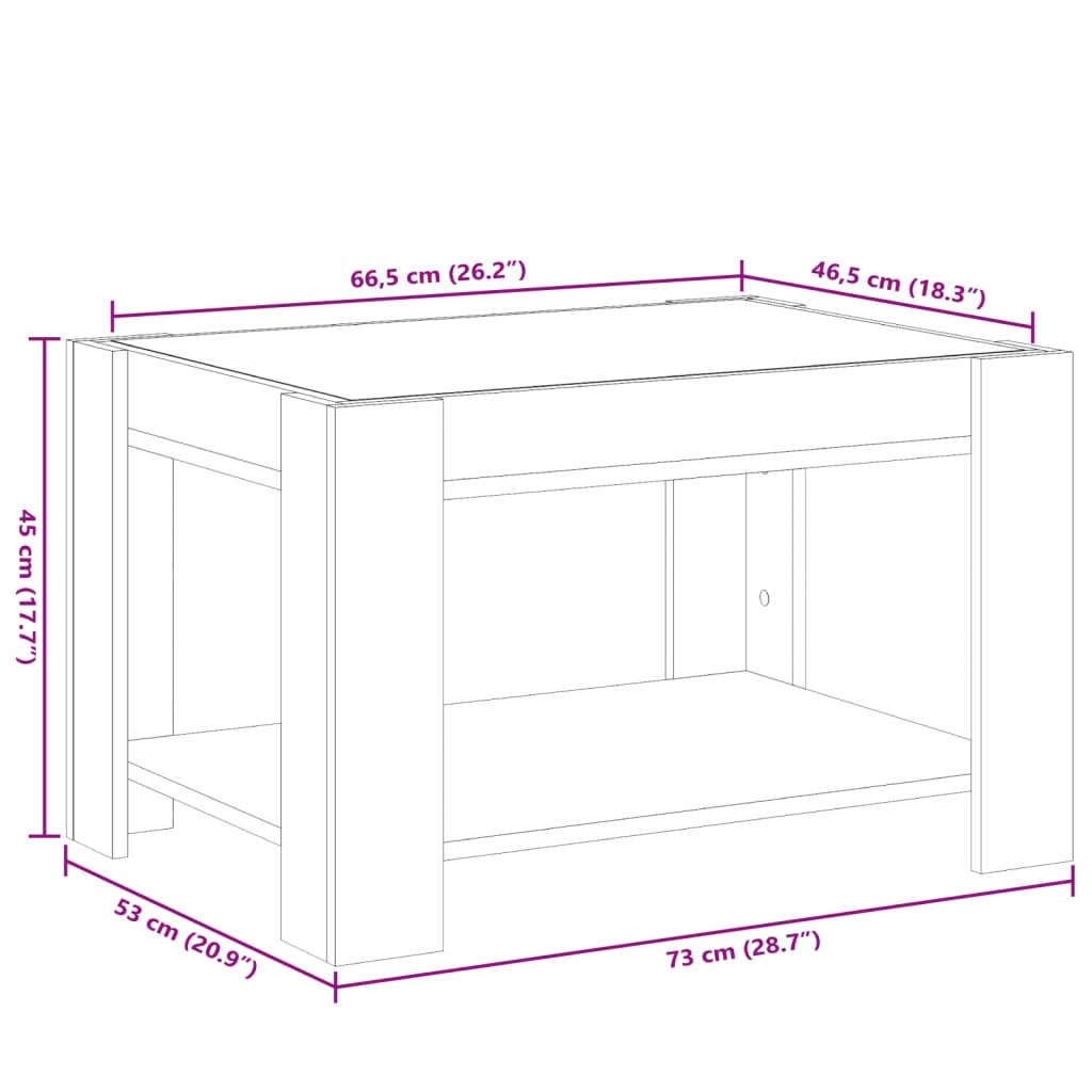 LED Coffee Table Brown Oak Effect 73 x 53 x 45 cm Particleboard