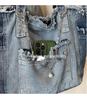 Korean Retro Denim Tote - Large Capacity, Casual, Comfortable, Wear-Resistant, Versatile Single Shoulder Bag