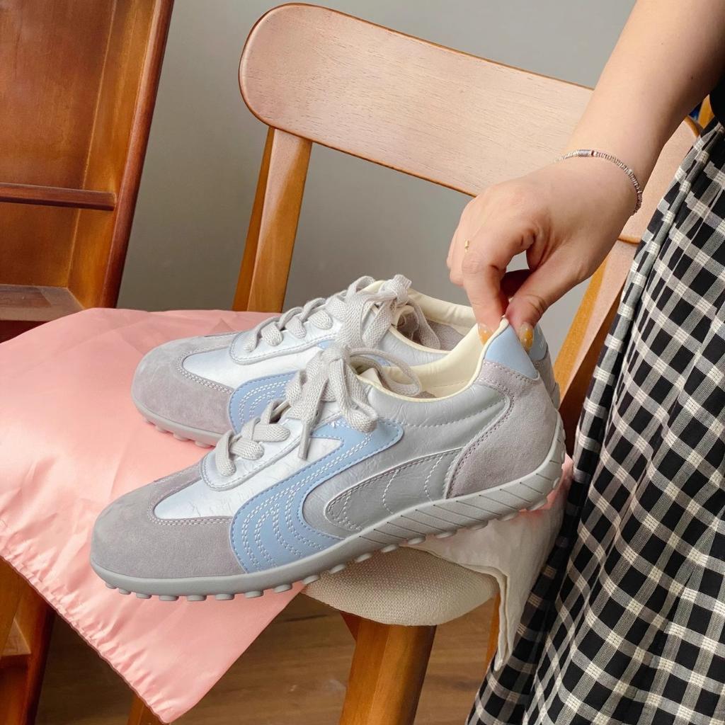 Flat-bottomed Forrest Gump shoes women's 2025 new versatile lace-up color matching fashion casual retro German training shoes