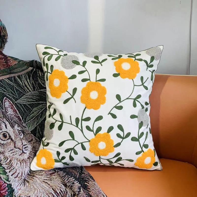 Kissenbezug mit Chenille-Stickerei: Sofa im pastoralen Heimstil, Dekokissen und Lendenstütze