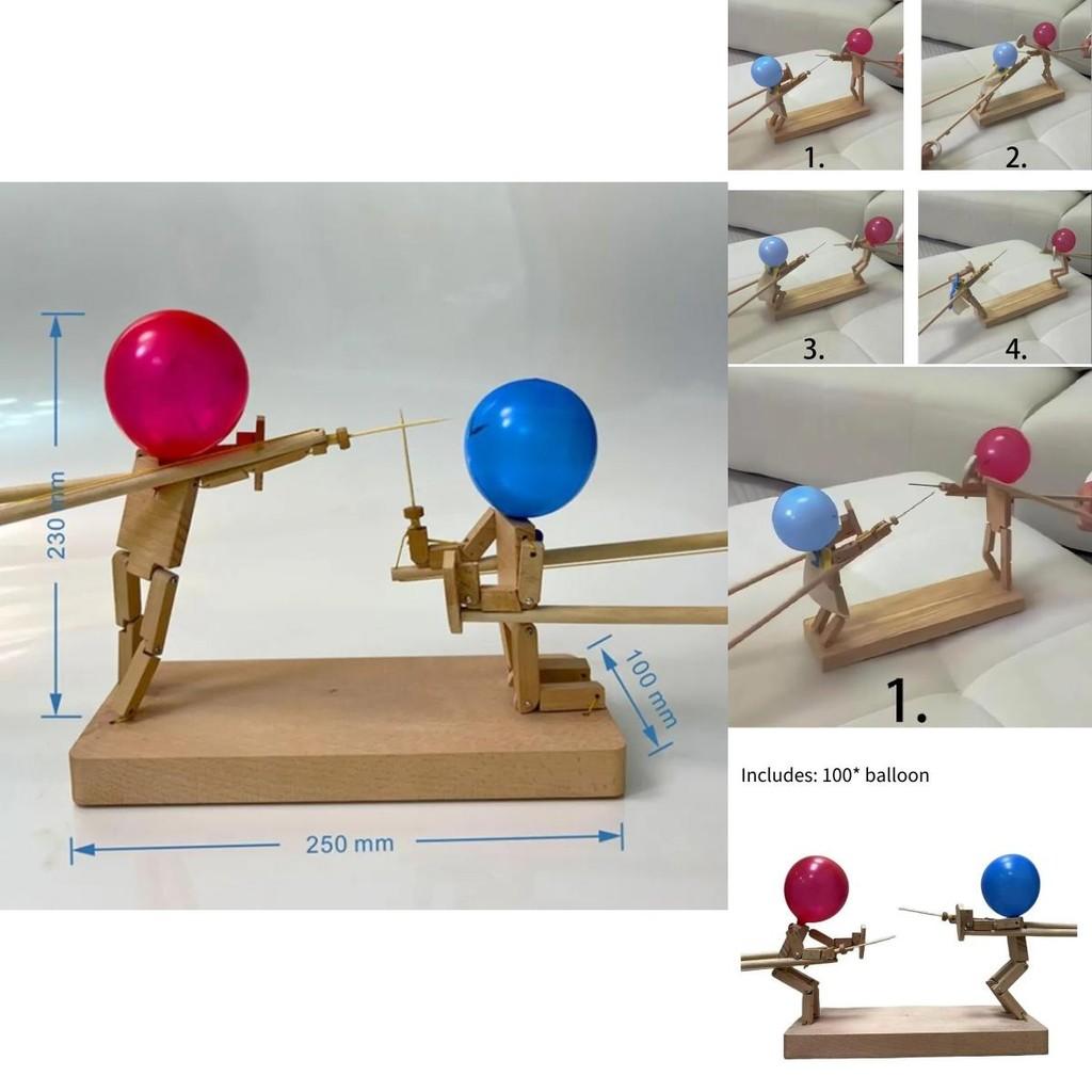 Charming Handmade Wooden Fencing Puppets With 400 Balloons Perfect For Imaginative Play