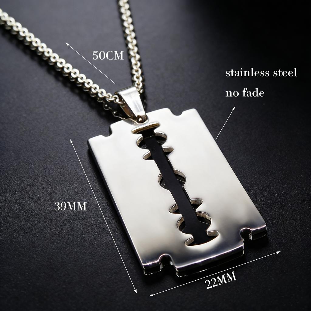 Collana Ciondolo Lama di Rasoio Hiphop Uomo Acciaio Inossidabile Forma Coltello Lama di Rasoio Rasoio Catena Gioielli N443S01