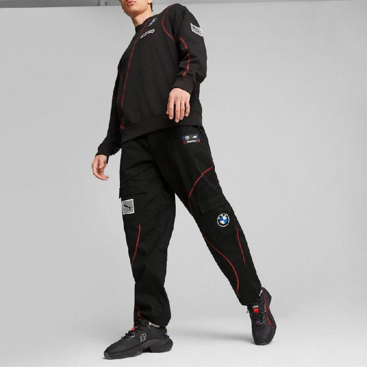 Puma X Bmw Mms Garage Long Sleeve Sweatshirt With Crew Neck And Logo Print Unisex Sweatshirt Black 621027-01