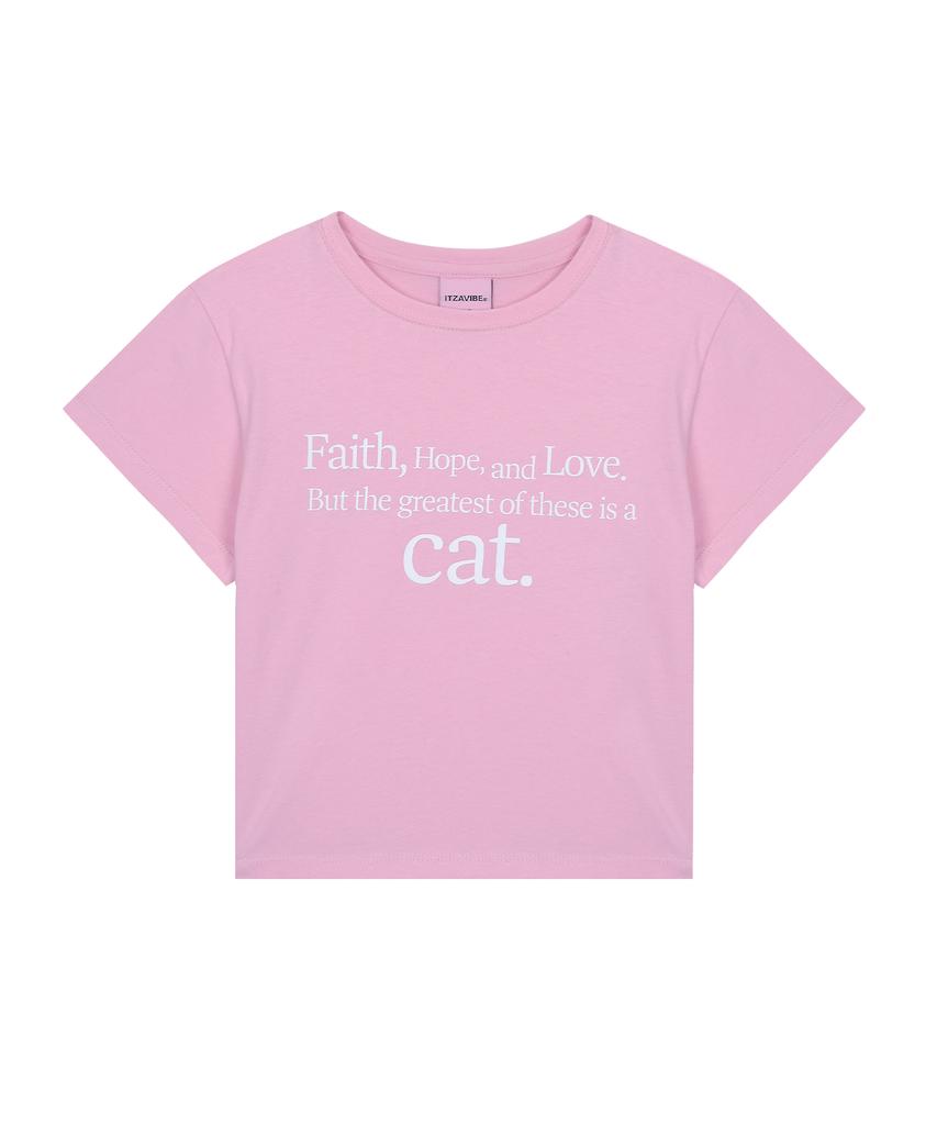Isjabaibeu Cat Saying Crop T-Shirt_Pink