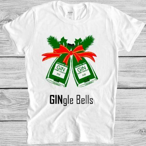 Рождественская футболка с джином Gingle Bells Xmas Смешной подарок Футболка M218 M