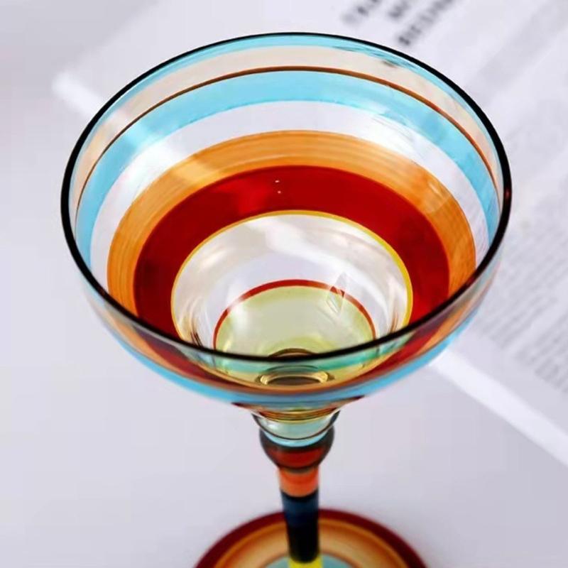 Elegant Margarita Glass Cup Intricate Hand Painted Pattern Colorful Mexicans Cocktail Drinkware For Party Decoration