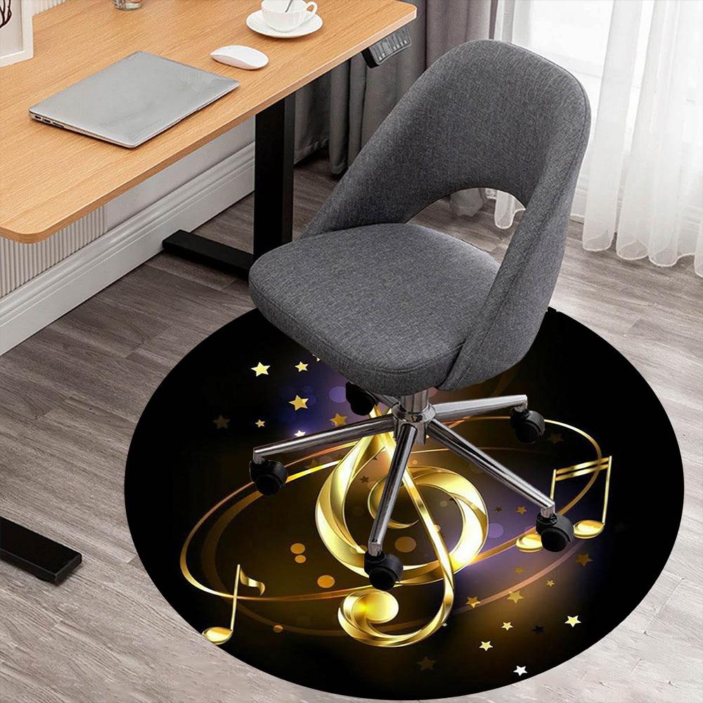 1PC music note starry night Office Round Area Rug, Under Office Chairs Bedroom Living Room Home Decor,Carpet for Office, -1110260