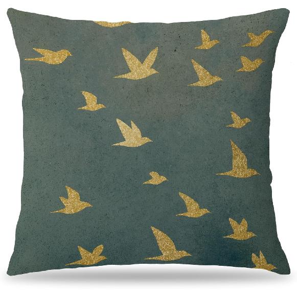 Japanese Emerald Green White Crane Bird Pillow Covers 18x18, Japandi Home Decor, Traditional Oriental Asian Minimalist Birds Pillow Cover Pillowcase