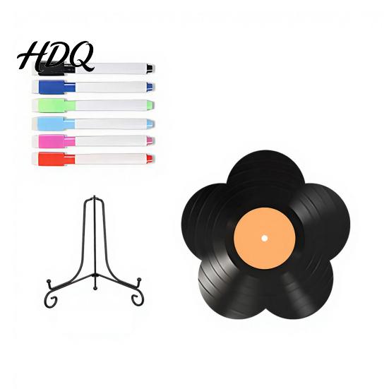 Flower Vinyl Record Diy Ornament DIY Custom Board with Creative Ornament Display Stand Design Personalized Birthday Anniversary Message Board Sign