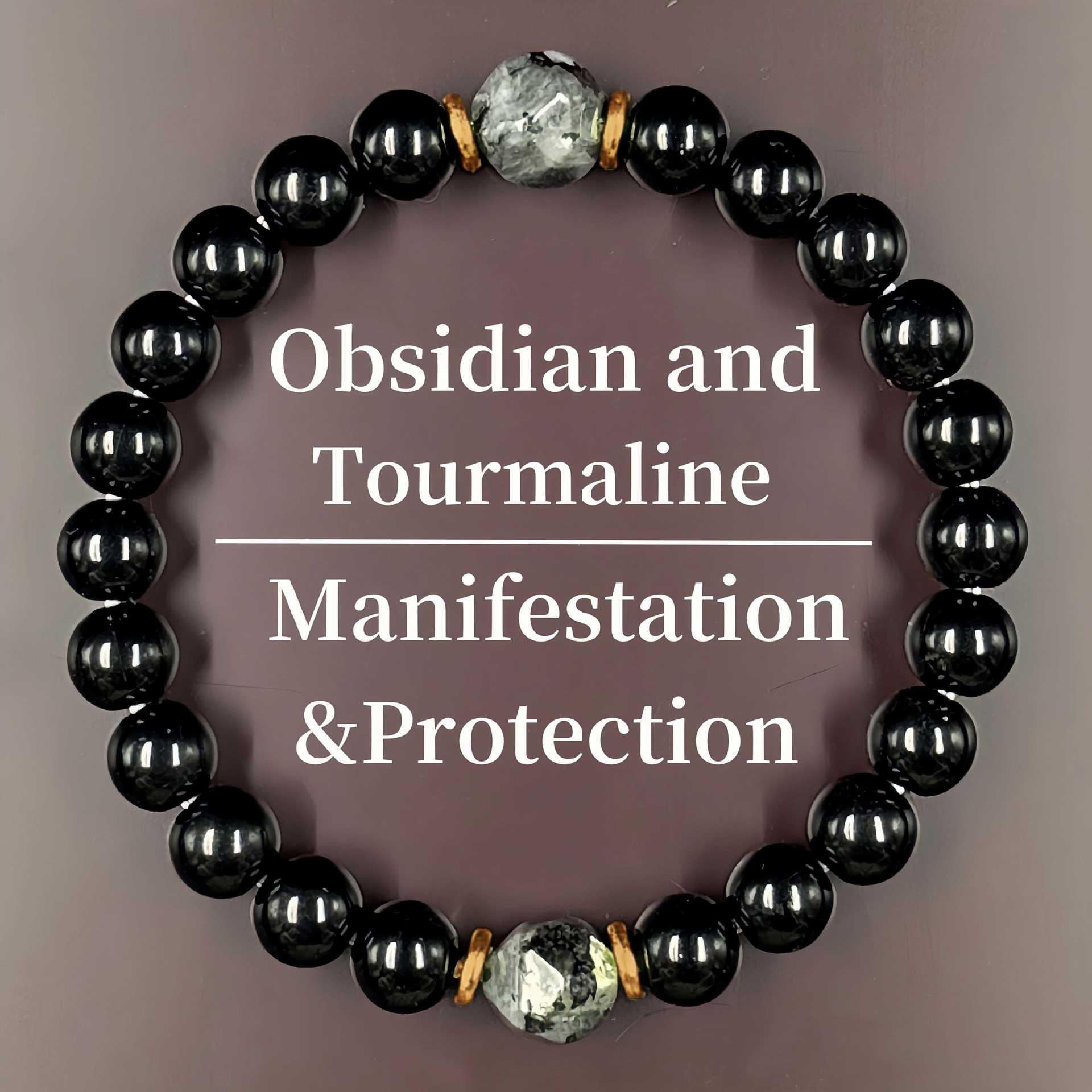 Xiyin TK Obsidian Unisex Elastic Bracelet 8mm