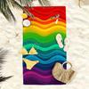 Rainbow Wavy Tapestry Flat Print Colorful Beach Towel for Pride Party Bedroom Living Room Decor Aesthetic Wall Hanging