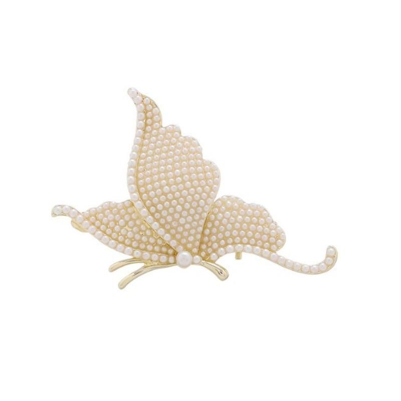 Exquisite Pearl Butterfly Lapel Pins for Women Elegant Chest Brooch Suit Coat Accessory Chest Pins