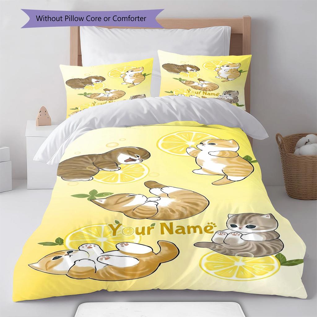 Floral Paws Collection Custom Name Pattern Bedding Quilt Set Quilt Cover Pillowcase Home Birthday Gift(1 * duvet cover + 2 * pillowcase, without core)