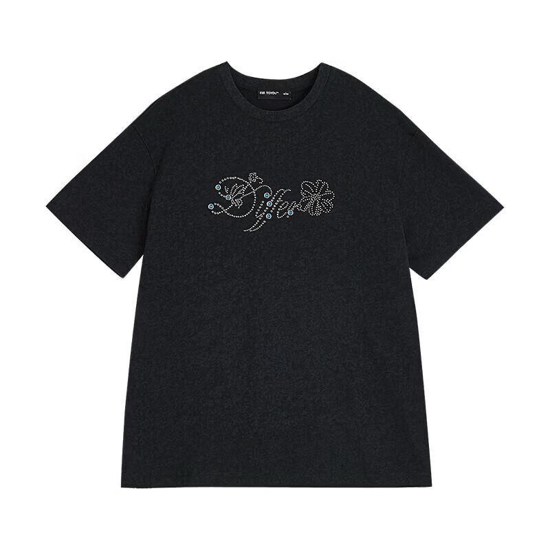Chuyu Women's Rhinestone Wax Dye Cotton T-Shirt