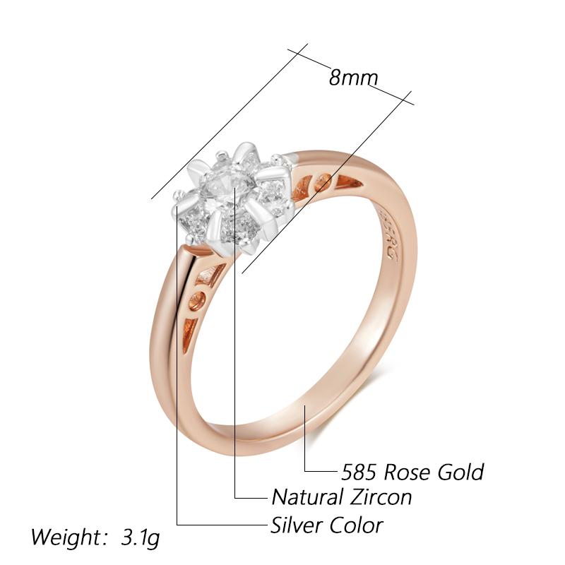 Luxury Natural Zircon Rings For Women Rose Gold Color Mix Setting Slim Design Daily Bride Wedding Jewelry