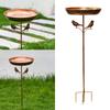 Outdoor Bird Bath Bowl with Bird Ornament for Garden Decors Sturdy Metal Construction Stable Prongs Base
