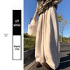 Damen Leichte Graue Koreanische Drapierte Sense-Hose - Hoher Bund, Schlankmachend, Weiter Bein, Gerades Bein Sporthose für Frühling und Herbst