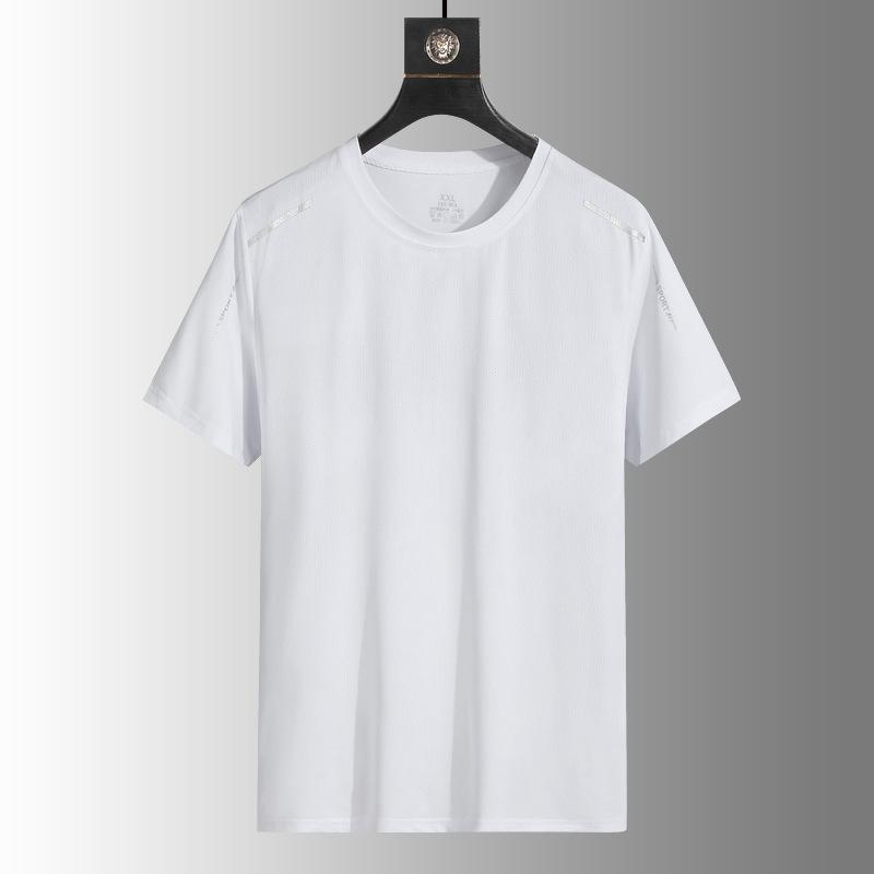 Men s Ice Silk Quick-Dry Short Sleeve T-Shirt: Solid Color, Loose Fit, High Elasticity, Sports Casual, Half Sleeve 5XL