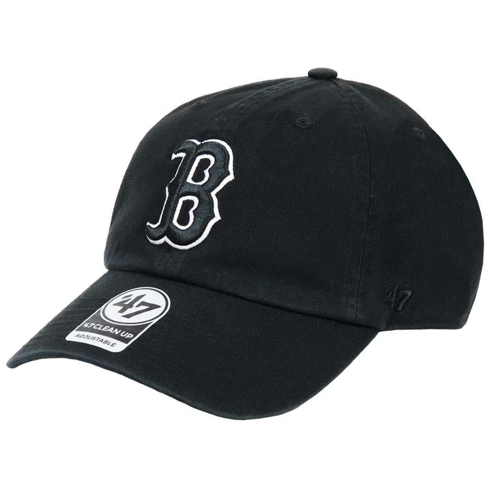 Forty Seven Brand 47 Cleanup Low MLB Major League Baseball Boston Red Black with Black and White Logo Cap, Cap, Hat, Unisex, Logo, Sox,