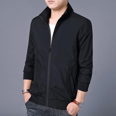 Giacca da Uomo Primavera e Autunno Nuova Vestibilità Trendy Mezza Età Collo Alto Giacca Antivento Uniforme da Baseball Top da Uomo