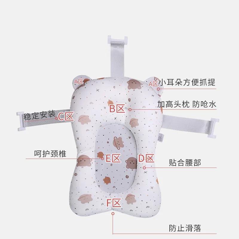 Baby Bath Seat Support Mat Foldable Baby Bath Tub Pad   Chair Newborn Bathtub Pillow Infant Anti-Slip Soft Comfort Body Cushion