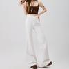 Spring Summer Off White High Waist Slim Horse Hoof Floor Flare Denim Pants For Women Casual Pants Oversize Denim Trousers
