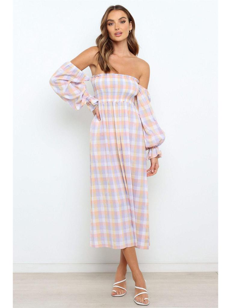 Women's Sexy Off-Shoulder Long-Sleeve Printed Dress for Fall/Winter YD101