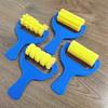 4pcs Set Plastic Handle Yellow Sponge Push Learning Student Drawing Tools Art Supplies Paint Brush Roller Graffiti Sponge Brush