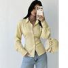 For Striped Fashion Long-sleeved Shirts, Lapel Slim-fitting Casual Commuter Temperament Versatile Tops