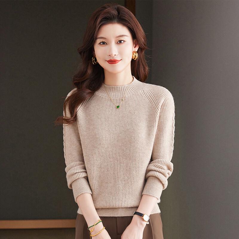 SNOWFLYING Women's Half-High Collar Knit Pullover Sweater
