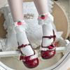 Lolita Cotton Hollow Lace Summer Socks With Bow Accents For Women And Teens