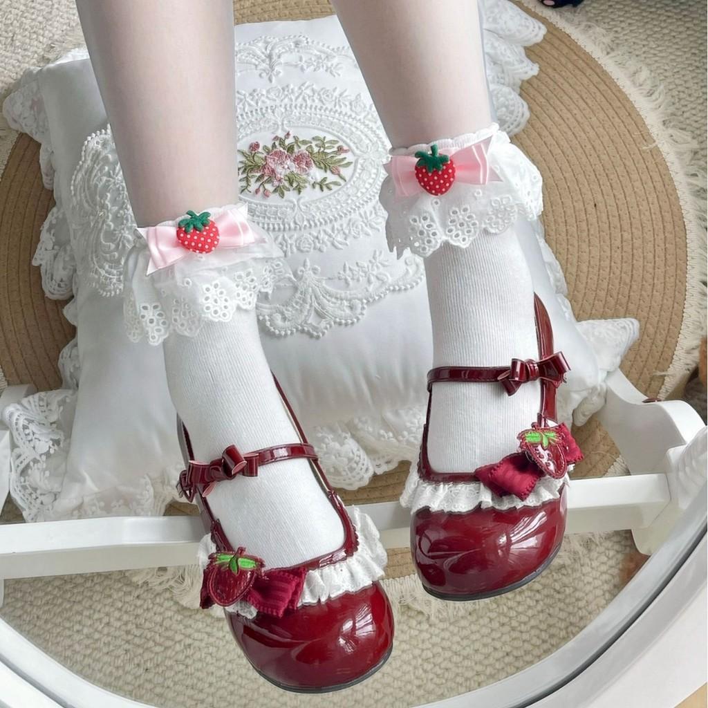 Lolita Cotton Hollow Lace Summer Socks With Bow Accents For Women And Teens