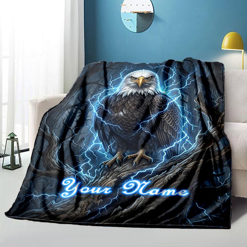 1PC Custom Name Eagle Forest Blanket Versatile,all-season Throw Suitable for the Living Room,bedroom,camping,travel,and Gift