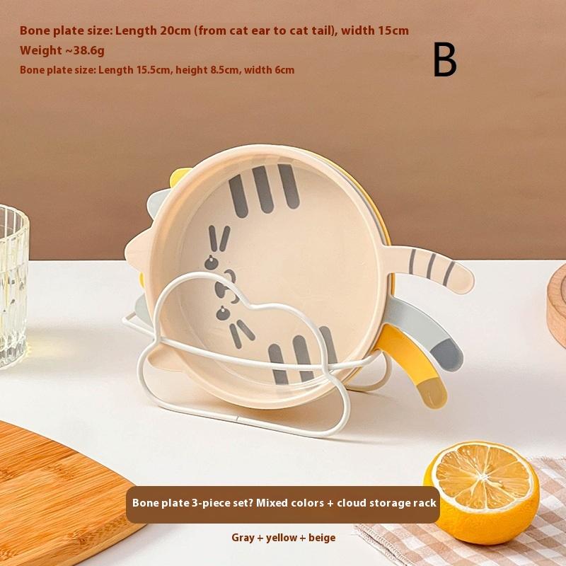 

3 Pcs Cute Cat Pattern Plastic Dessert Snack Food Plate Reusable Spit Bone Dish Microwave Dishwasher Safe Kitchen Tableware B