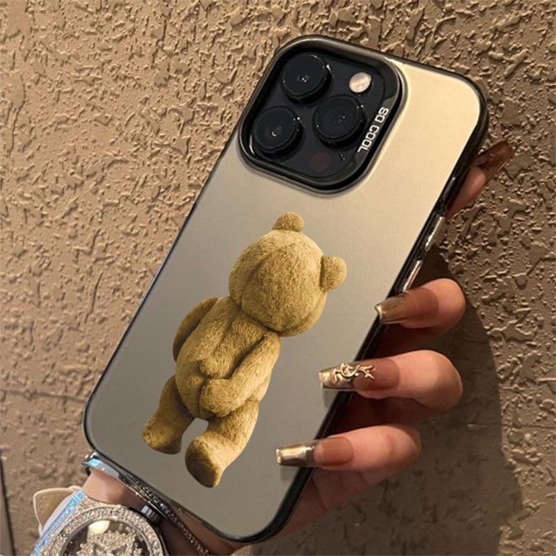 New Cartoon Teddy Bear Matte Laser Phone Case For  Poco F5 X5 X6 Pro Mi 14 13 12 12T 13T Pro 11 Lite NE Shockproof Cover