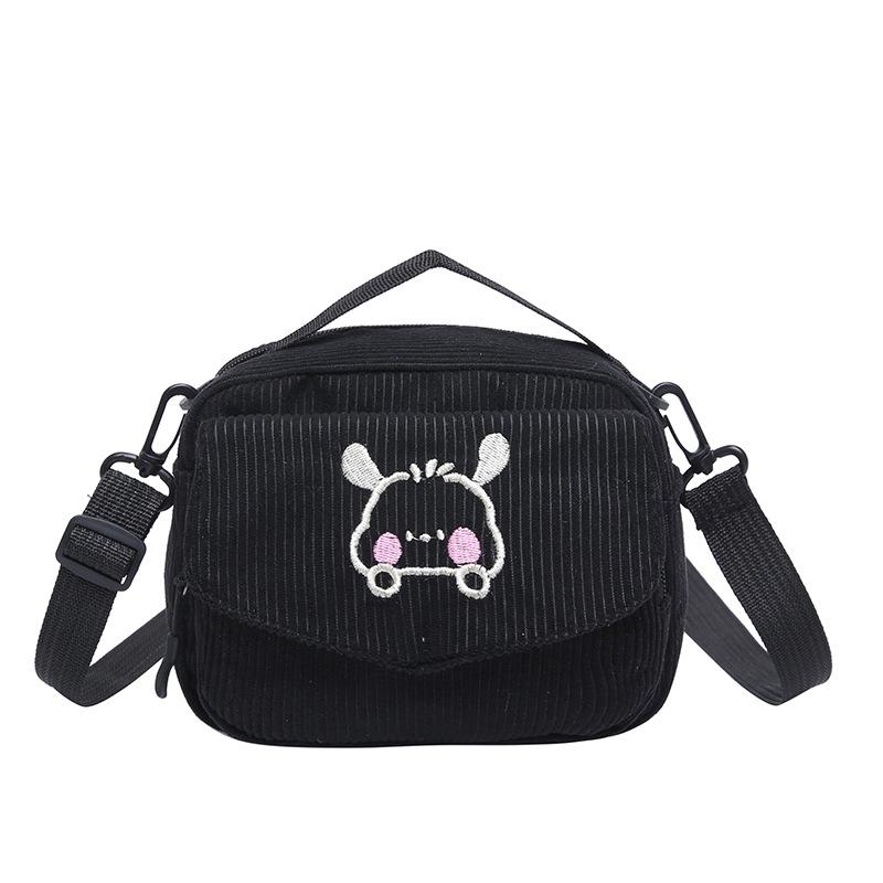 Милая девушка Мори одноплечевая маленькая сумка-сатчел вельветовая сладкая мультяшная сумка нишевая универсальная сумка one size fits all чёрный