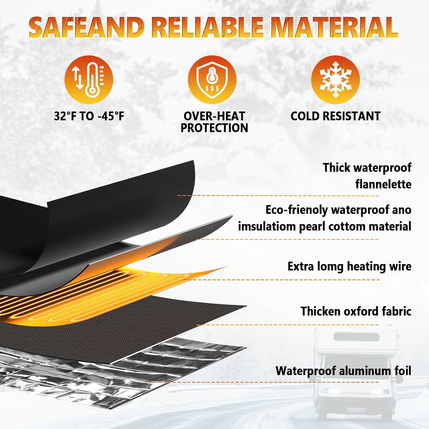 15FT RV Heated Sewer Hose Cover, Electrical Heated Sleeve of Rv Sewer Hose, Rv Heating Antifreeze Drain Rv Freeze Protection Rv Sewer Hose Heated