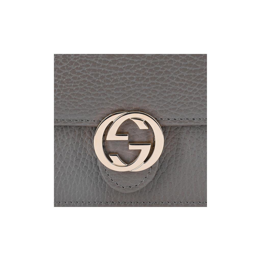 Gucci Interlocking G Gray Leather Chain Crossbody Bag For Women Daily Use