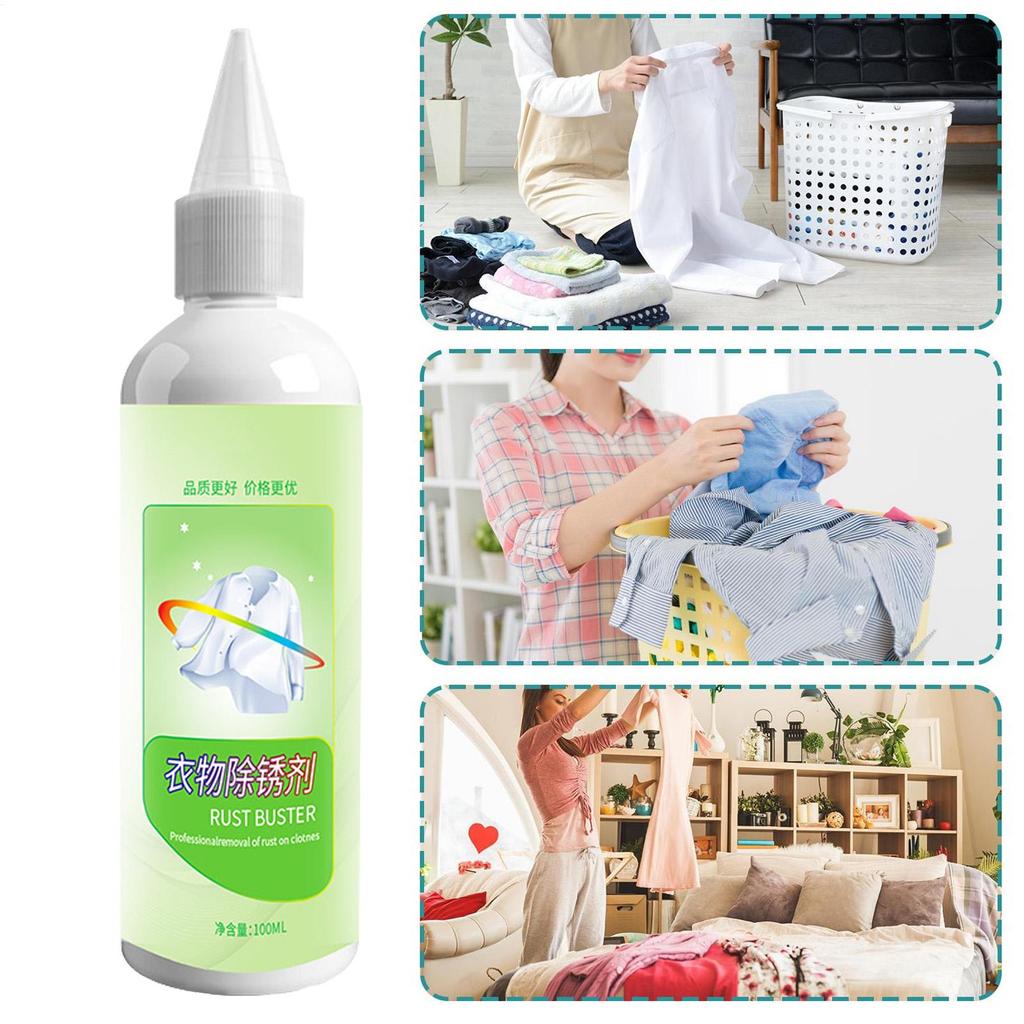 100ml Fabric Rust Stain Remover, Gentle Clothing Rust Cleaner, Multi-Fabric Iron Stain Eraser for White & Colored Garments