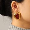 Phoenix Trend Retro Earrings 18k Gold Stainless Steel Irregular Jewelry Titanium Steel Resin Studs