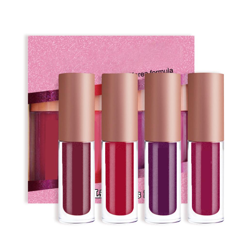 Lipgloss-Set, 4 Stück Metallischer & Diamant-Glitzer Flüssiger Lippenstift - Nicht klebrig, Wasserdichte Formel für den täglichen Gebrauch und Partys