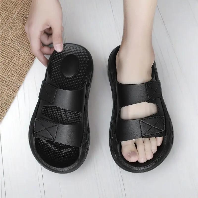 Shoes Platform Beach Slippers for Men Leather Comfortable Clappers 2026 Fun Style Original Summer Sale Eva Trend Pvc Sandals Man