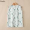 ZANZEA Women Casual Round Neck Loose Sleeveless Print Tank Tops