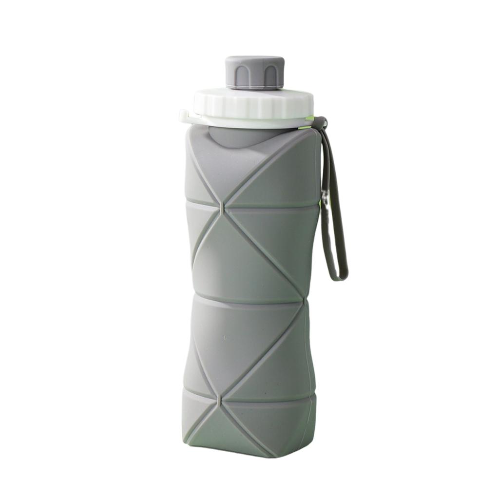 600 ml Silikon-Faltflasche für Erwachsene, tragbar, wiederverwendbar, Plastikbecher, für Outdoor-Reisen, Fitnessstudio, Wasserflasche, motivierende Trinkflasche