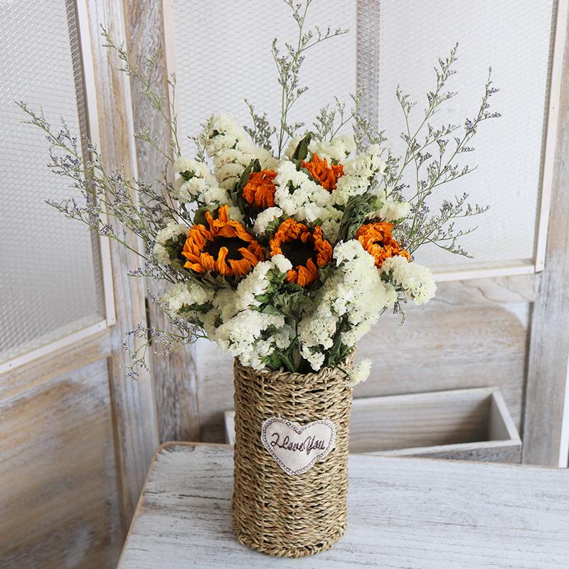 Sunflower Teddy Dried Flower Bouquet - Yunnan Natural Air-Dried Arrangement for Living Room Decor