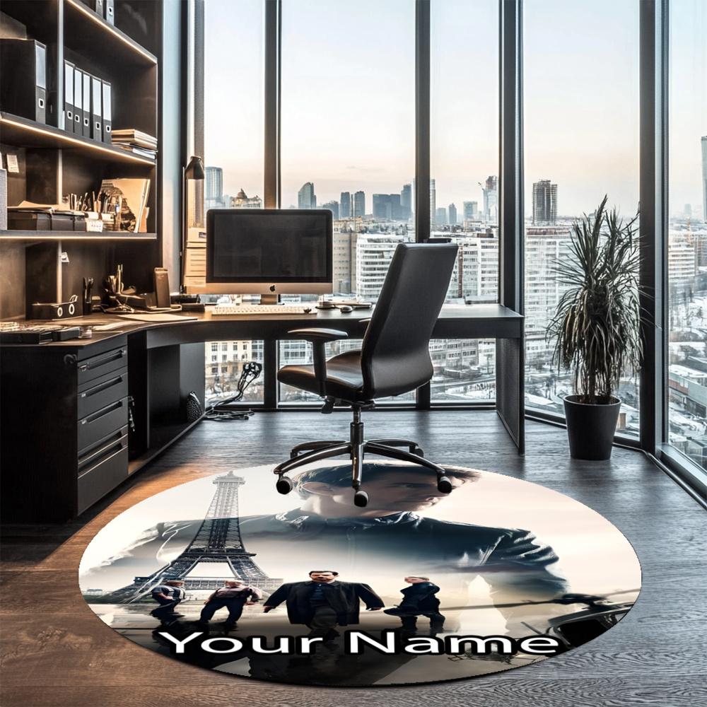 Custom Name Mission Impossible Printed Round Rug Carpet Chair Rug Area Rug Entryway Doormats,for Office Chair Living Room Bedroom Kitchen Room.
