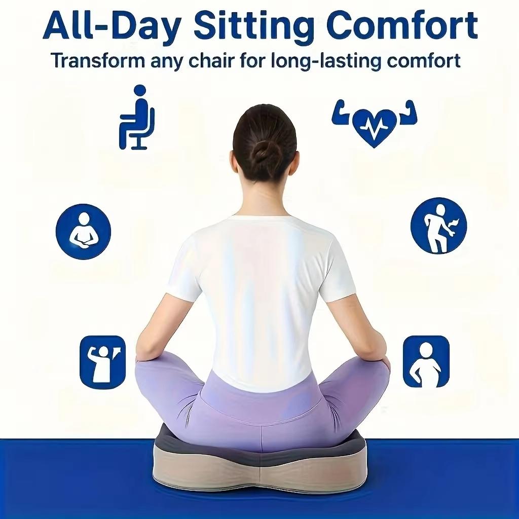 1pc Memory Foam Seat Cushion - 3D Ergonomic Support Washable Polyester Car/Office Essentials Home Decor