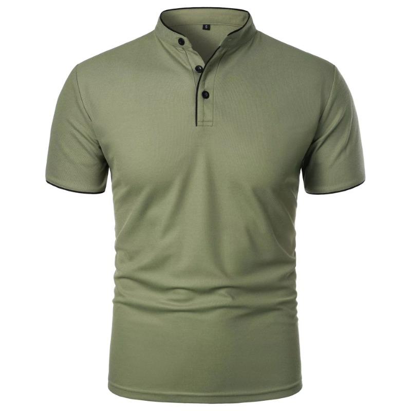 Men's Short Sleeve Collar Polo Shirts Summer Solid Color Casual Polo Shirt Trendy Breathable Loose Basic Splice Oversize Top