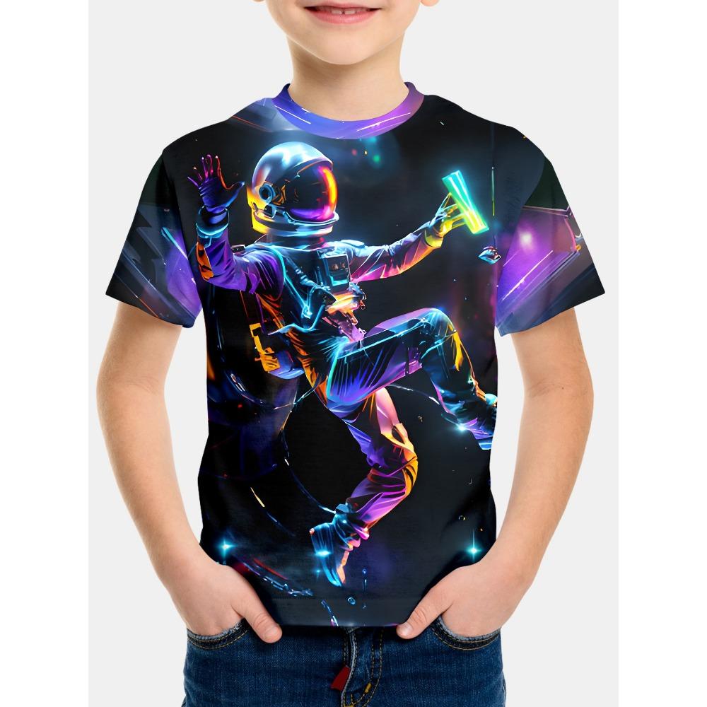 Cartoon Boy T-shirt, Summer Children's T-shirt, Fashionable Children's Clothing, 3D Printed Round Neck Top, Girls' Clothing